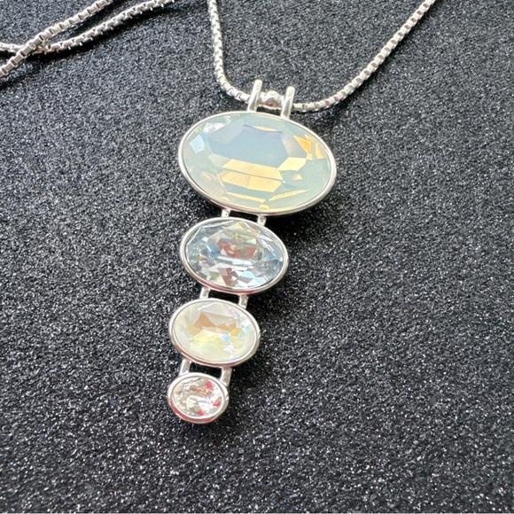 Touchstone Crystal Jewelry - “Touchstone” Elegant Rodium Pendant Necklace with Swarovski crystals